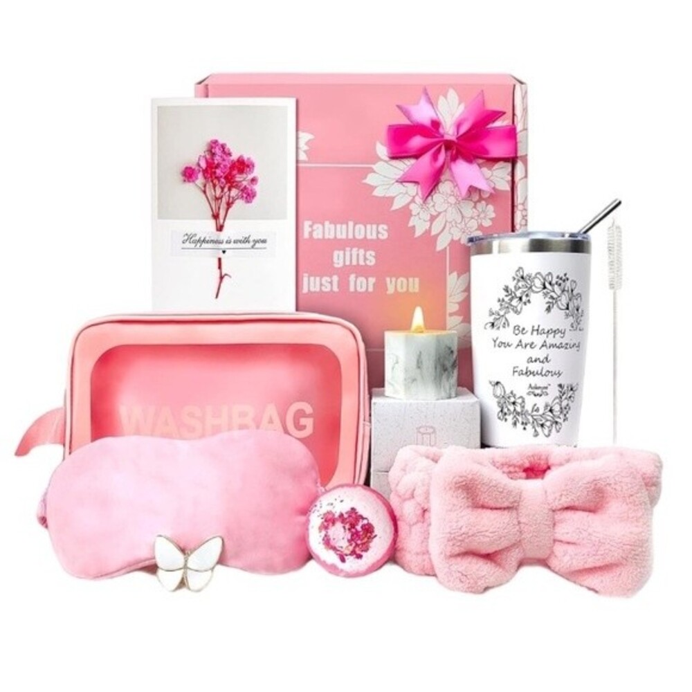 Womens Gift Box Tumbler Candle Eye Mask Bath Bomb Bag Teacher Mom Anniversary S